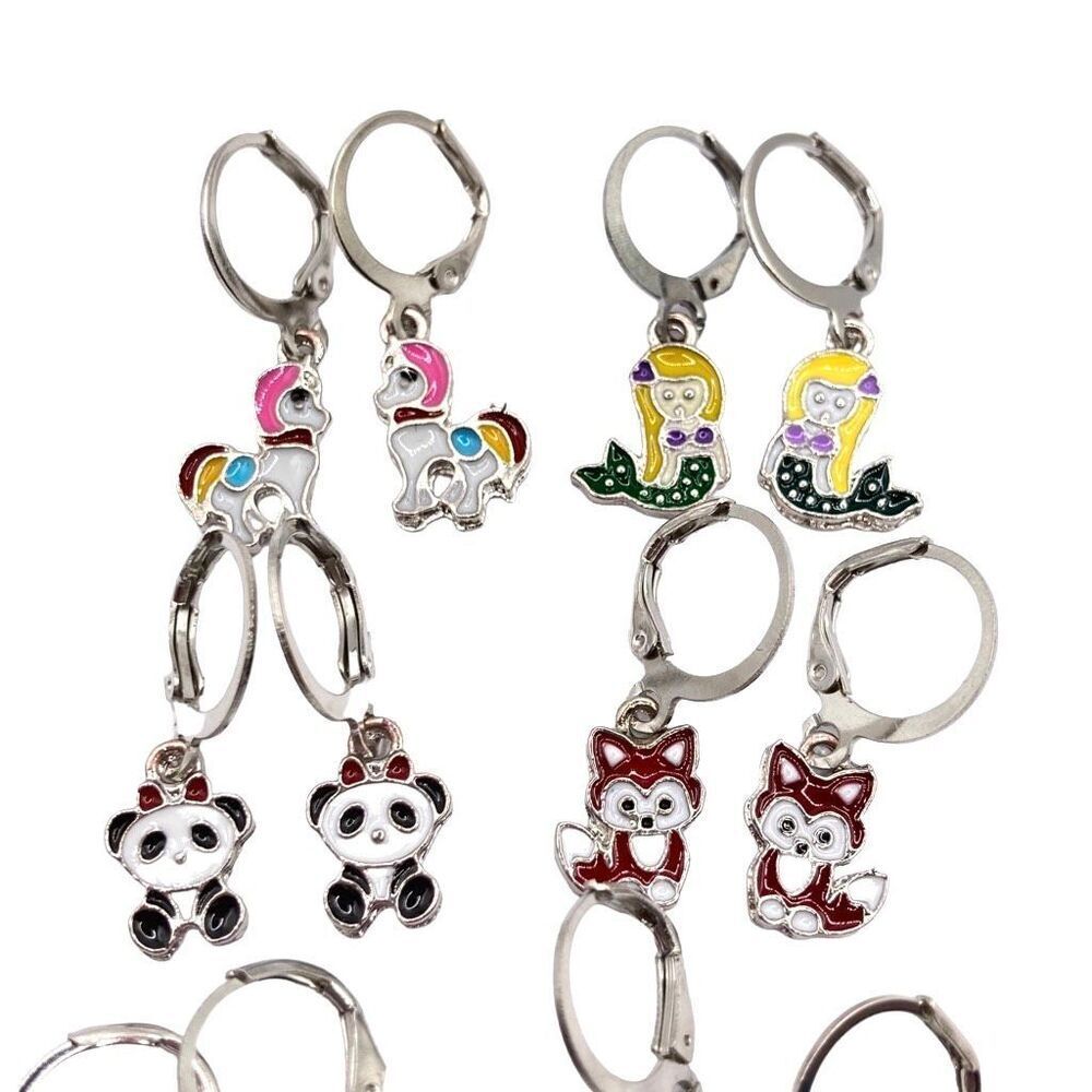 Set of 7 huggy hoop charm earrings - Picture 2 of 3